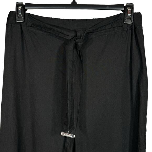 Calvin Klein Medium Straight Capri Pants Linen Blend Stretch Elastic Waist Black - Picture 2 of 8